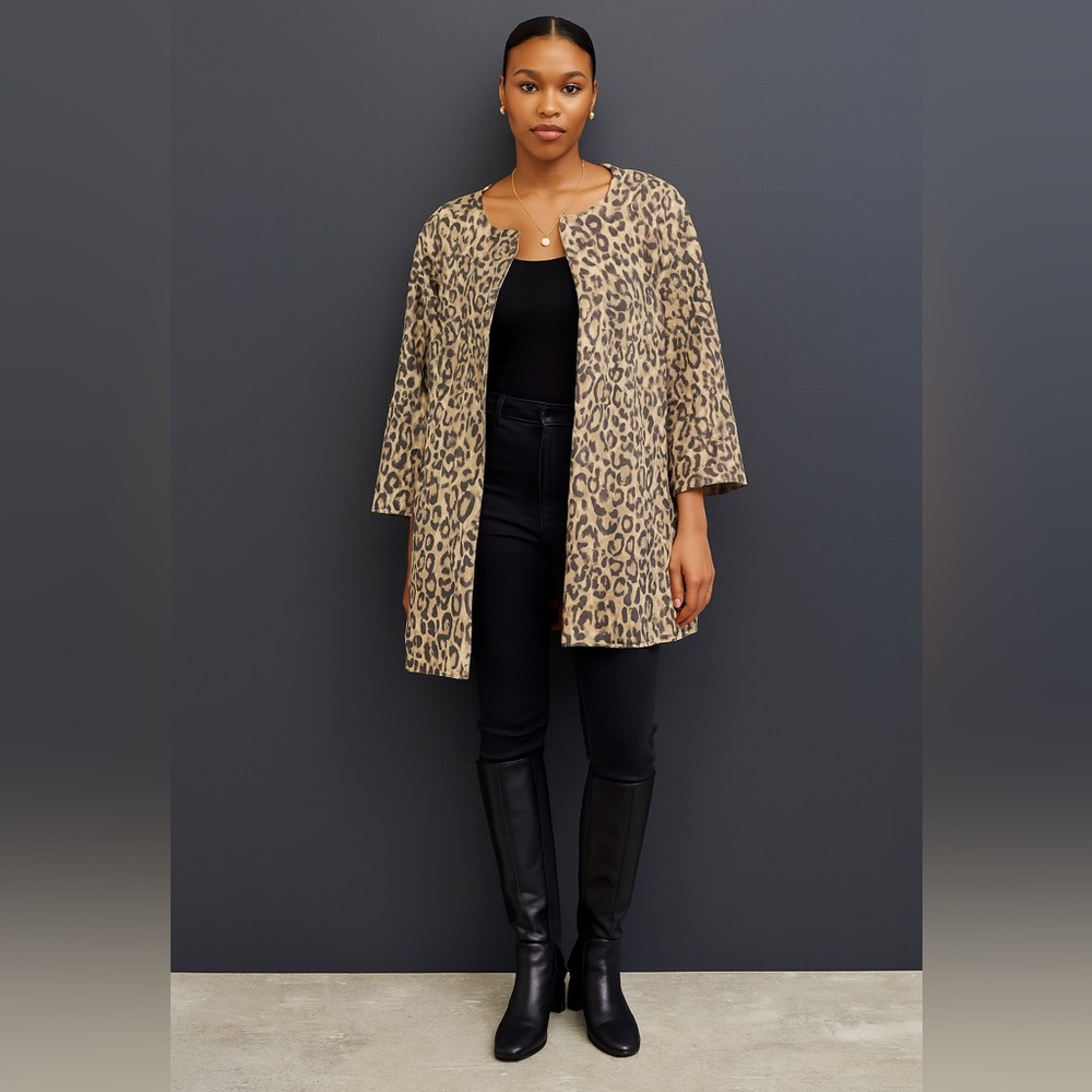Carol Anderson by Invitation | Chic Leopard Print Open Front Jacket
